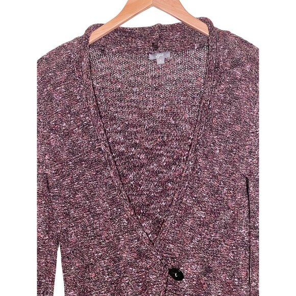 J. Jill Womens S Marbled Knit V-Neck Cardigan Sweater  Single  Button Closure - Picture 5 of 10